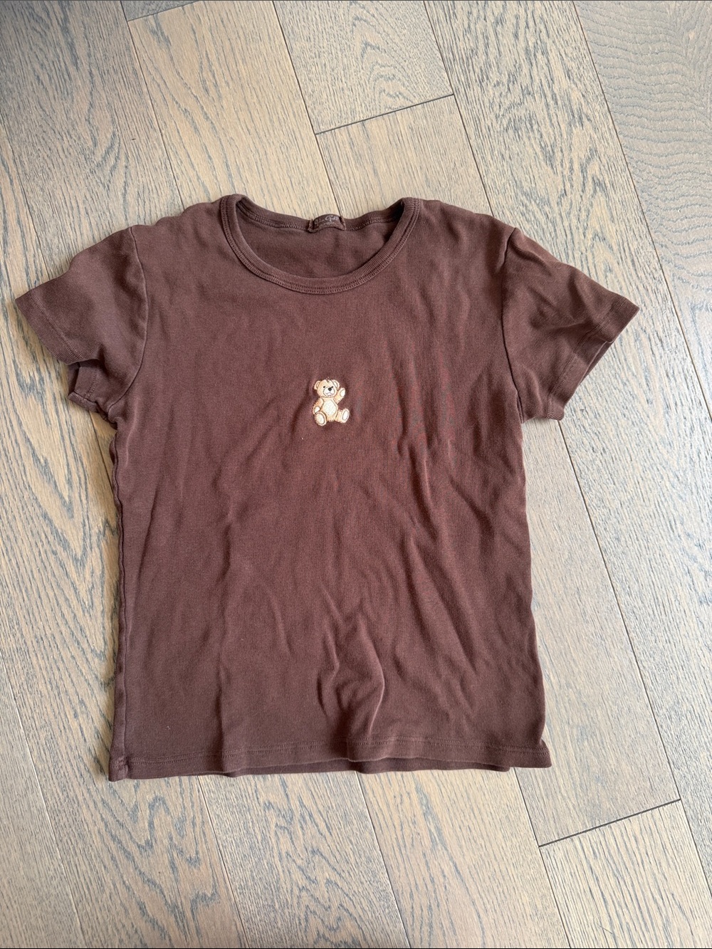 Brandy Melville EMBROIDERED Bear baby tee